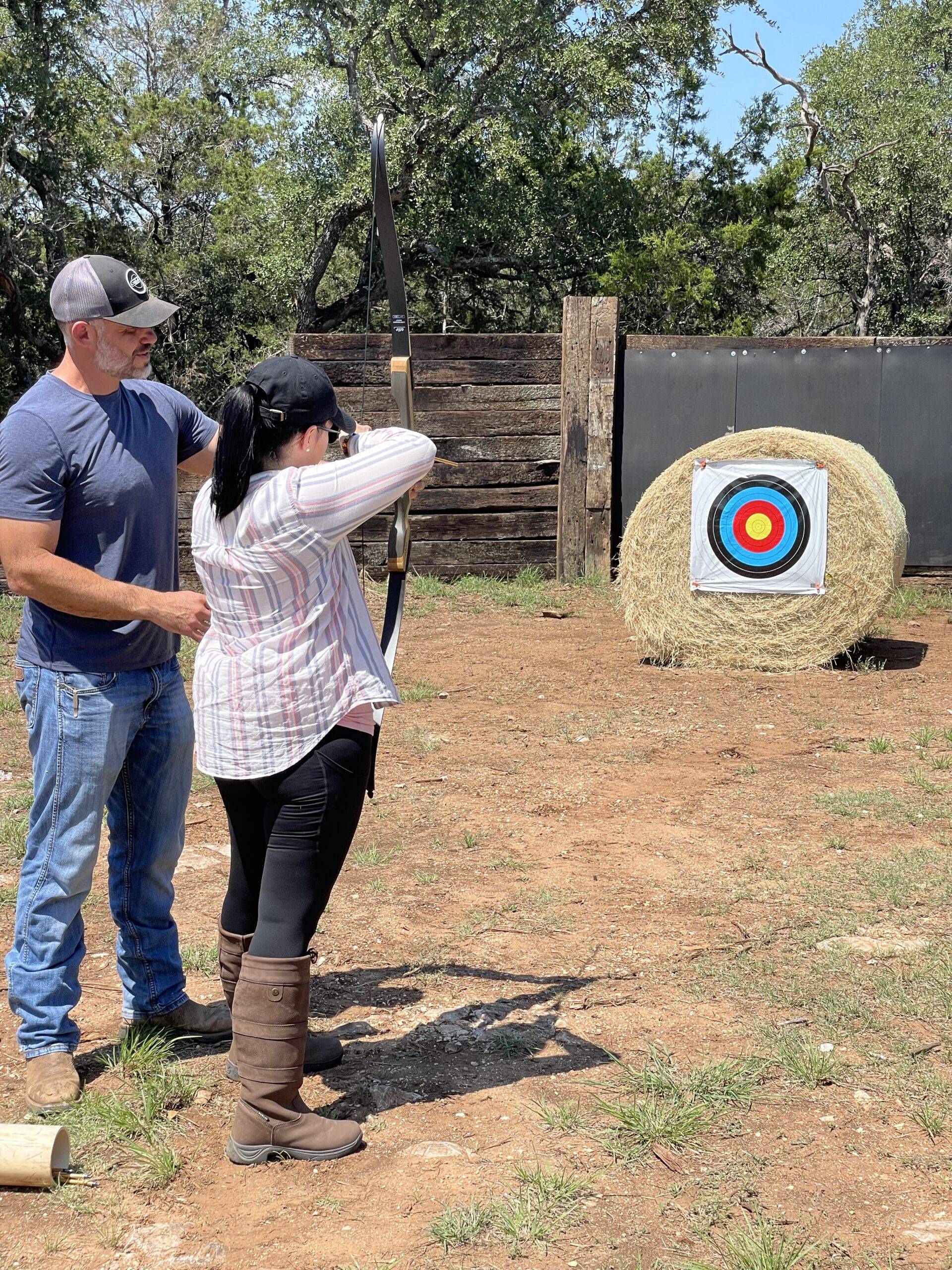 Archery team building activity at Horse + Bow near Austin, TX