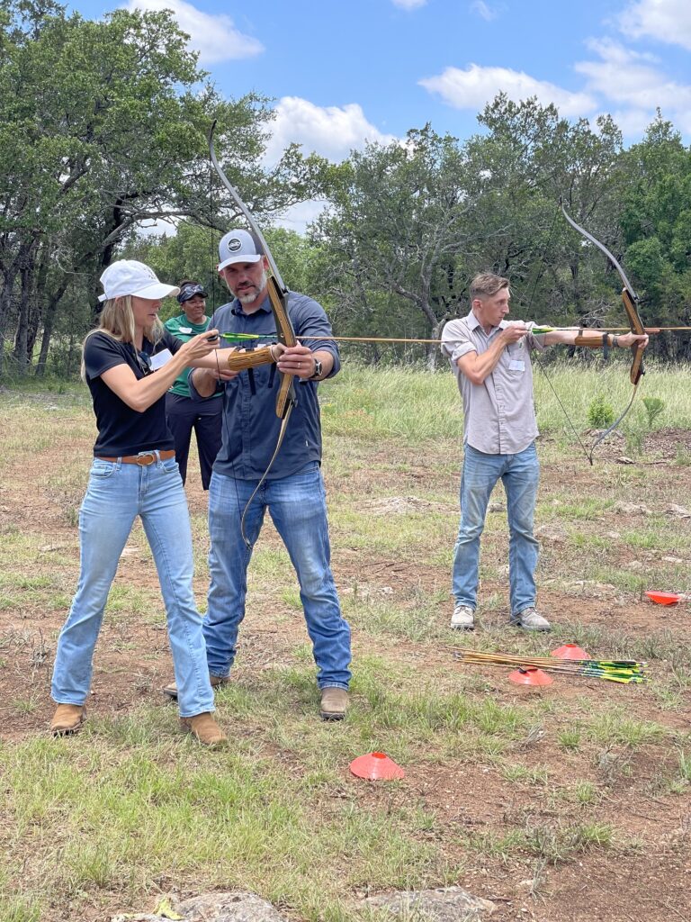 Nathan Palmer leading facilitated archery